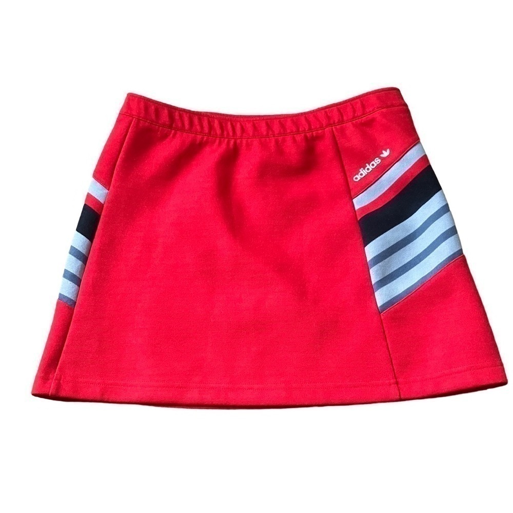 Adidas Vintage Red Mini Skirt with Striped Logo